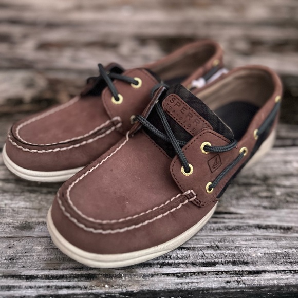 Sperry Top Siders Leather Blue Green Tartan Plaid Women's Boat Shoes Size 6.5 - Picture 3 of 12